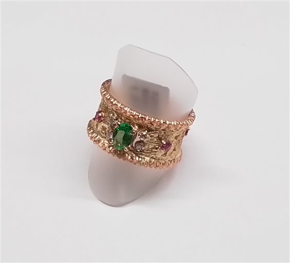 Anello Soprana Donna in Oro giallo TZAVORRITE RUBINI FASCIA - TZAVORRITE RUBINI FASCIA